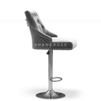 Bentley Quilted Knocker Bar Stool In Grey Velvet