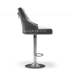 Bentley Quilted Knocker Bar Stool In Grey Velvet