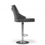 Bentley Quilted Knocker Bar Stool In Grey Velvet
