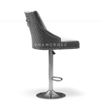 Bentley Quilted Knocker Bar Stool In Grey Velvet
