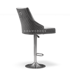 Bentley Quilted Knocker Bar Stool In Grey Velvet