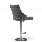 Bentley Quilted Knocker Bar Stool In Grey Velvet
