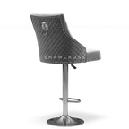 Bentley Quilted Knocker Bar Stool In Grey Velvet