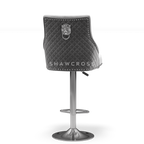 Bentley Quilted Knocker Bar Stool In Grey Velvet