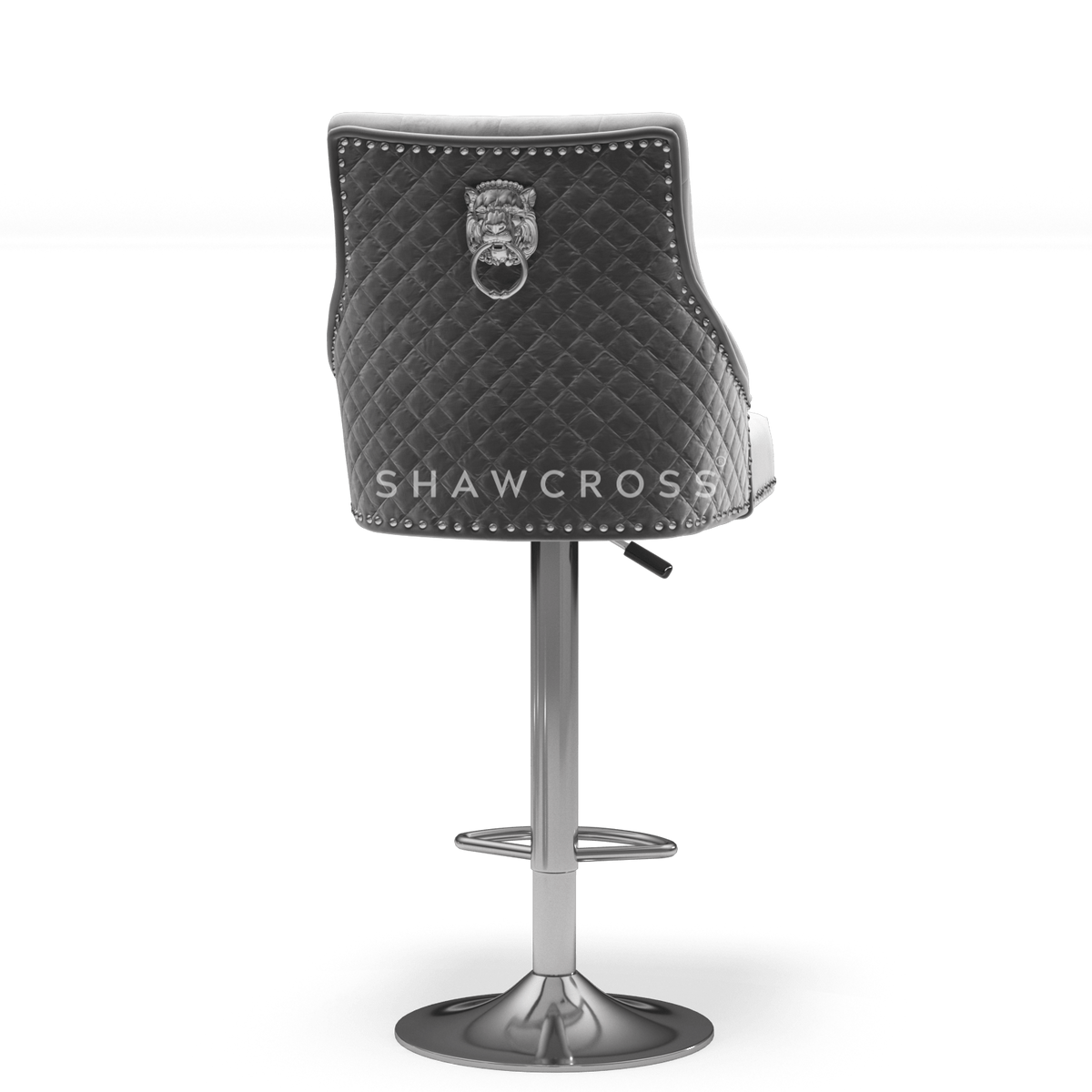 Bentley Quilted Knocker Bar Stool In Grey Velvet