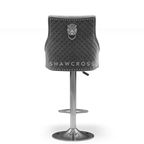 Bentley Quilted Knocker Bar Stool In Grey Velvet