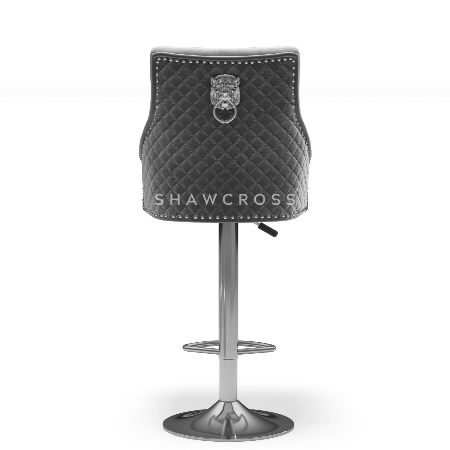 Bentley Quilted Knocker Bar Stool In Grey Velvet