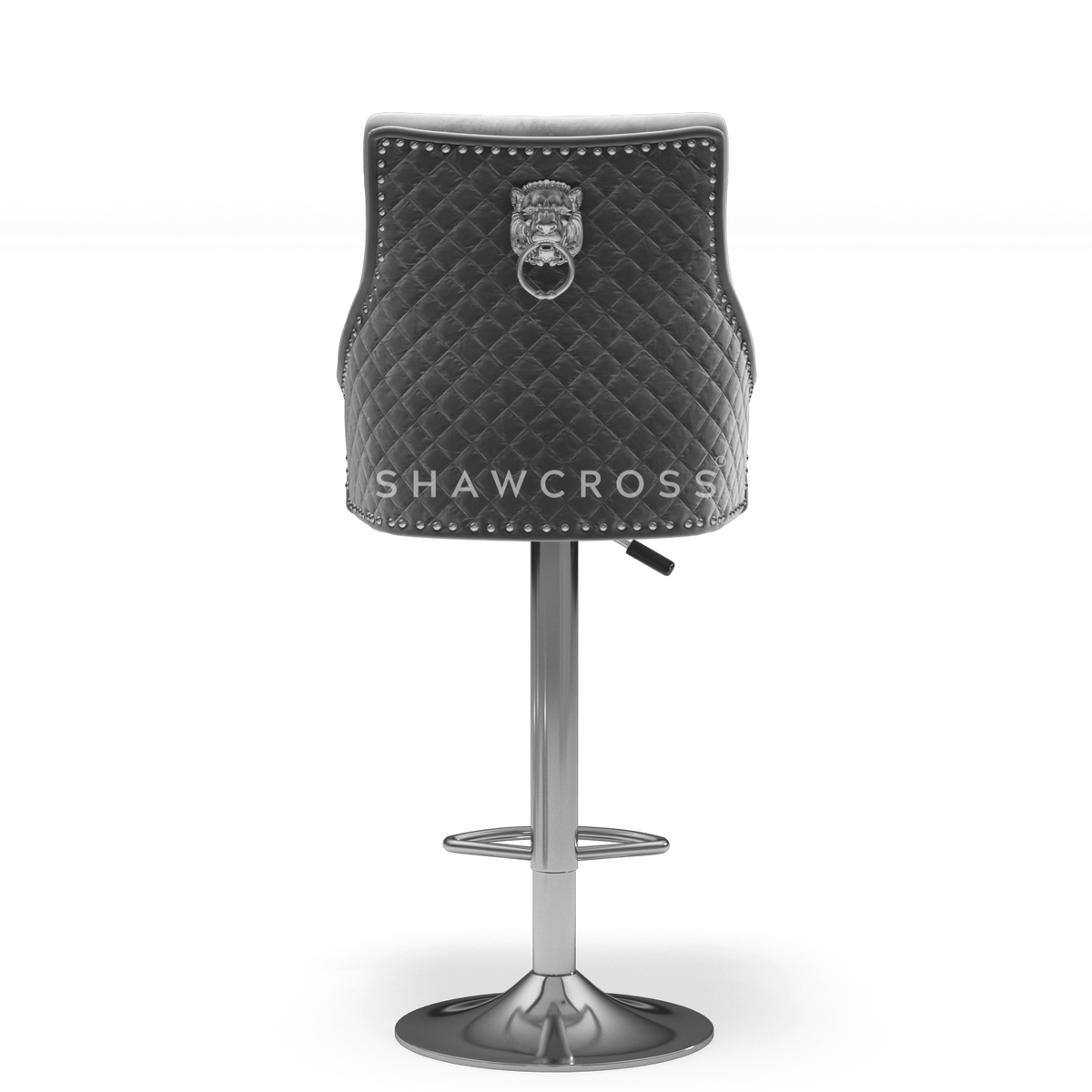 Bentley Quilted Knocker Bar Stool In Grey Velvet