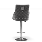 Bentley Quilted Knocker Bar Stool In Grey Velvet