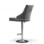 Bentley Quilted Knocker Bar Stool In Grey Velvet