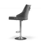 Bentley Quilted Knocker Bar Stool In Grey Velvet