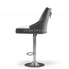 Bentley Quilted Knocker Bar Stool In Grey Velvet