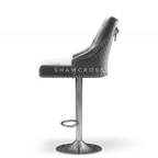 Bentley Quilted Knocker Bar Stool In Grey Velvet