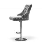 Bentley Quilted Knocker Bar Stool In Grey Velvet