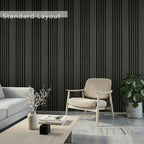 Panelux™ Pro Wide Random Rhythmic Slat Black Oak Wall Panels - 240cm x 30cm (Set Of 2)