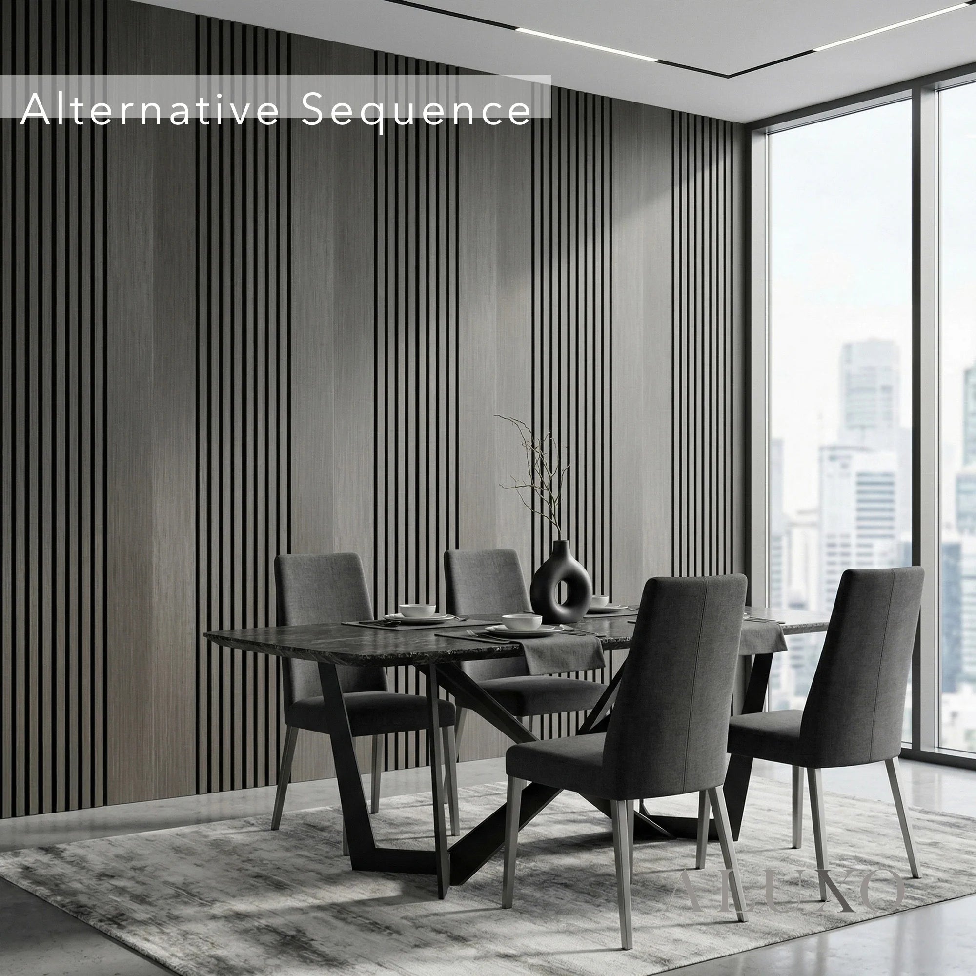 Panelux™ Pro Wide Random Rhythmic Slat Black Oak Wall Panels - 240cm x 30cm (Set Of 2)
