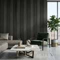 Panelux™ Pro Wide Random Rhythmic Slat Black Oak Wall Panels - 240cm x 30cm (Set Of 2)