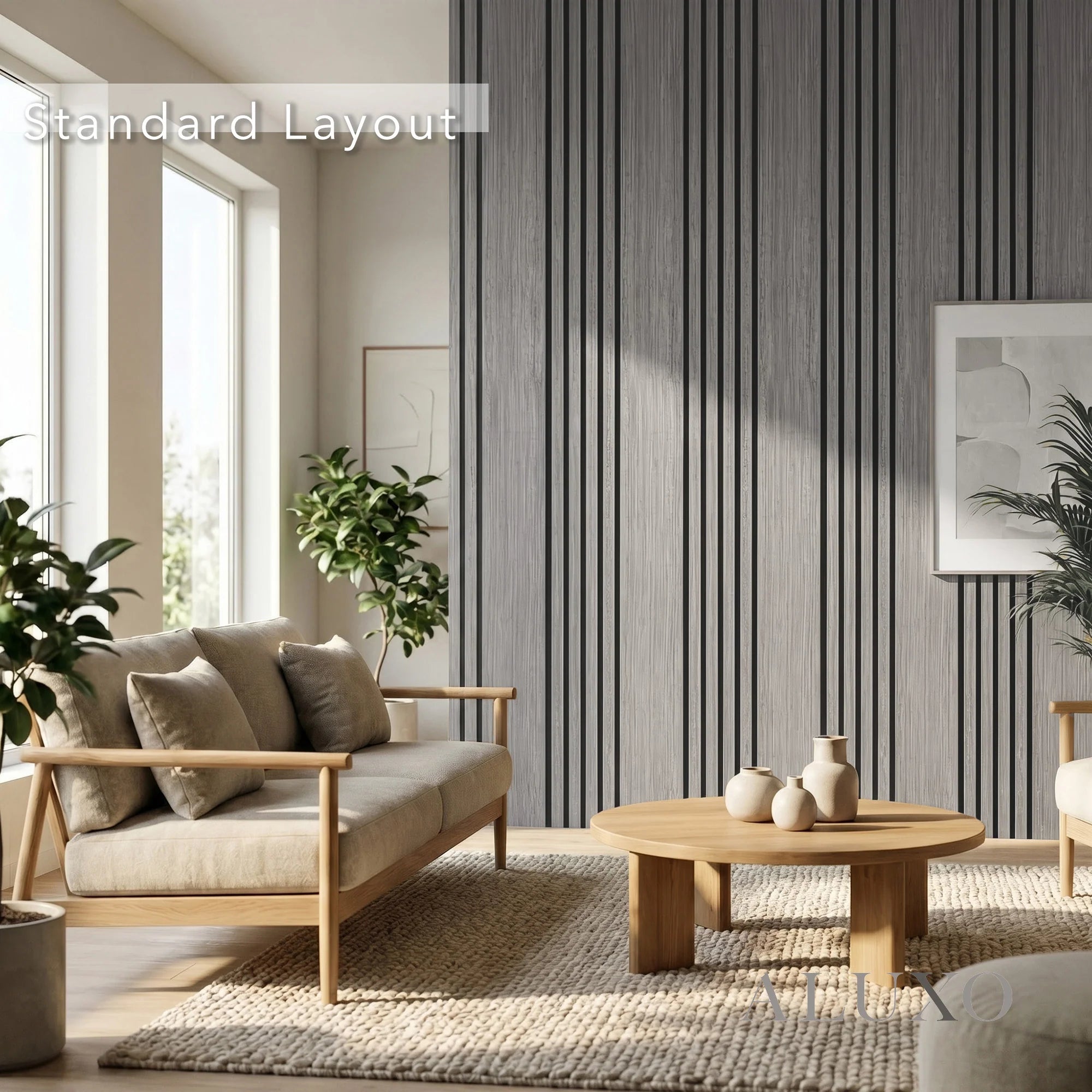 Panelux™ Pro Wide Random Rhythmic Slat Grey Oak Wall Panels - 240cm x 30cm (Set Of 2)