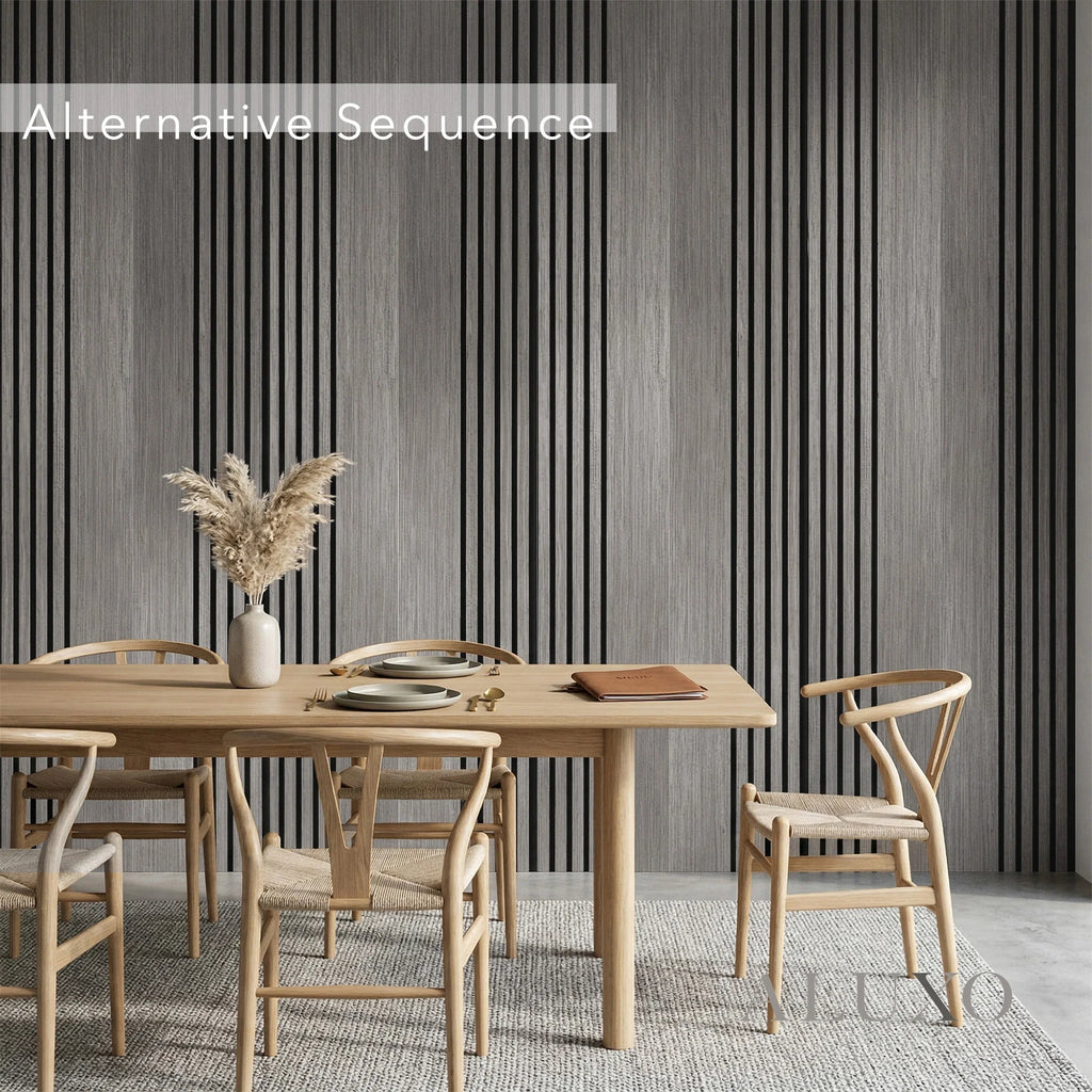 Panelux™ Pro Wide Random Rhythmic Slat Grey Oak Wall Panels - 240cm x 30cm (Set Of 2)