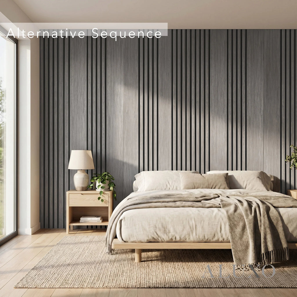 Panelux™ Pro Wide Random Rhythmic Slat Grey Oak Wall Panels - 240cm x 30cm (Set Of 2)