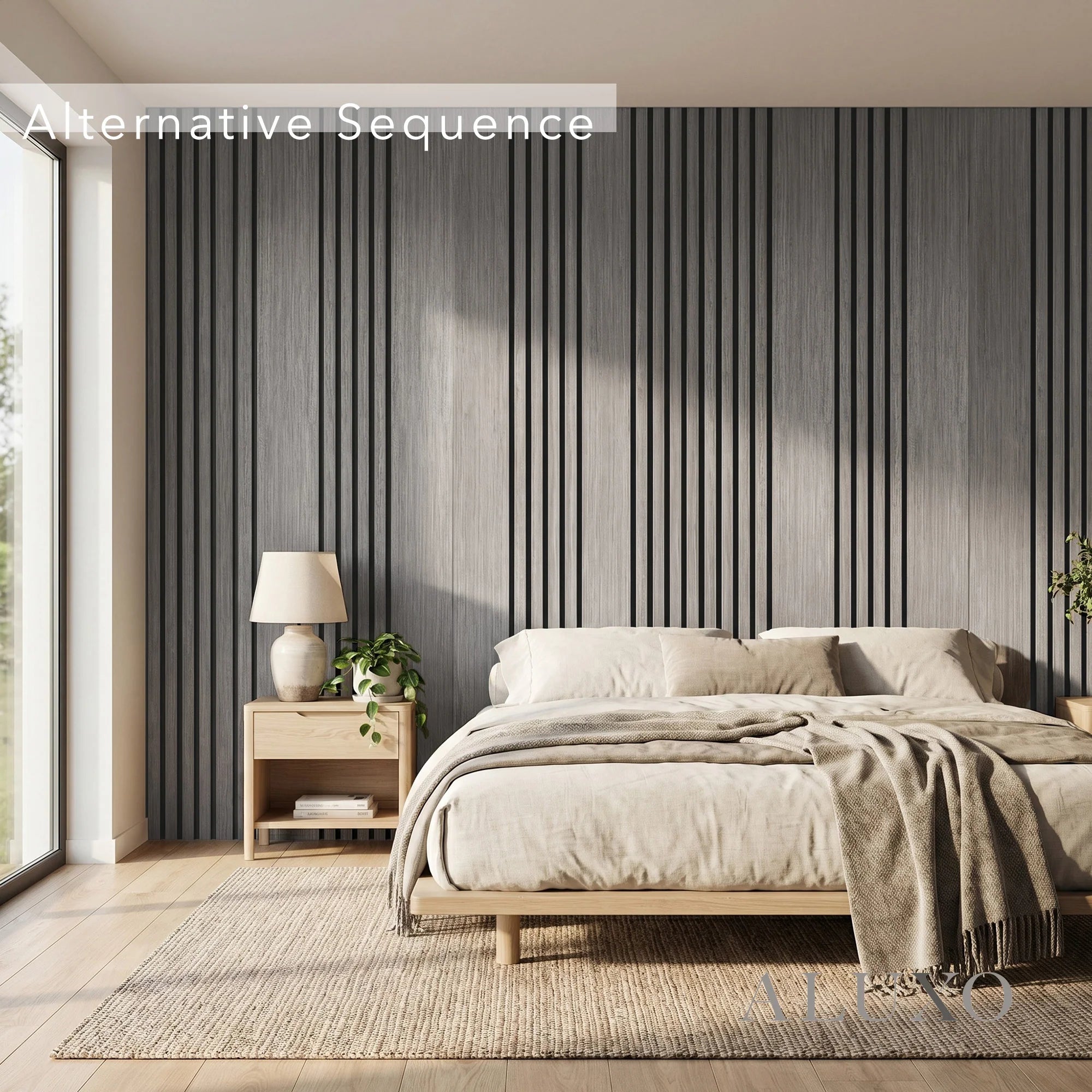 Panelux™ Pro Wide Random Rhythmic Slat Grey Oak Wall Panels - 240cm x 30cm (Set Of 2)
