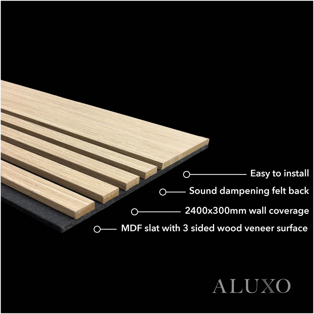 Panelux™ Pro Wide Random Rhythmic Slat Black Oak Wall Panels - 240cm x 30cm (Set Of 2)
