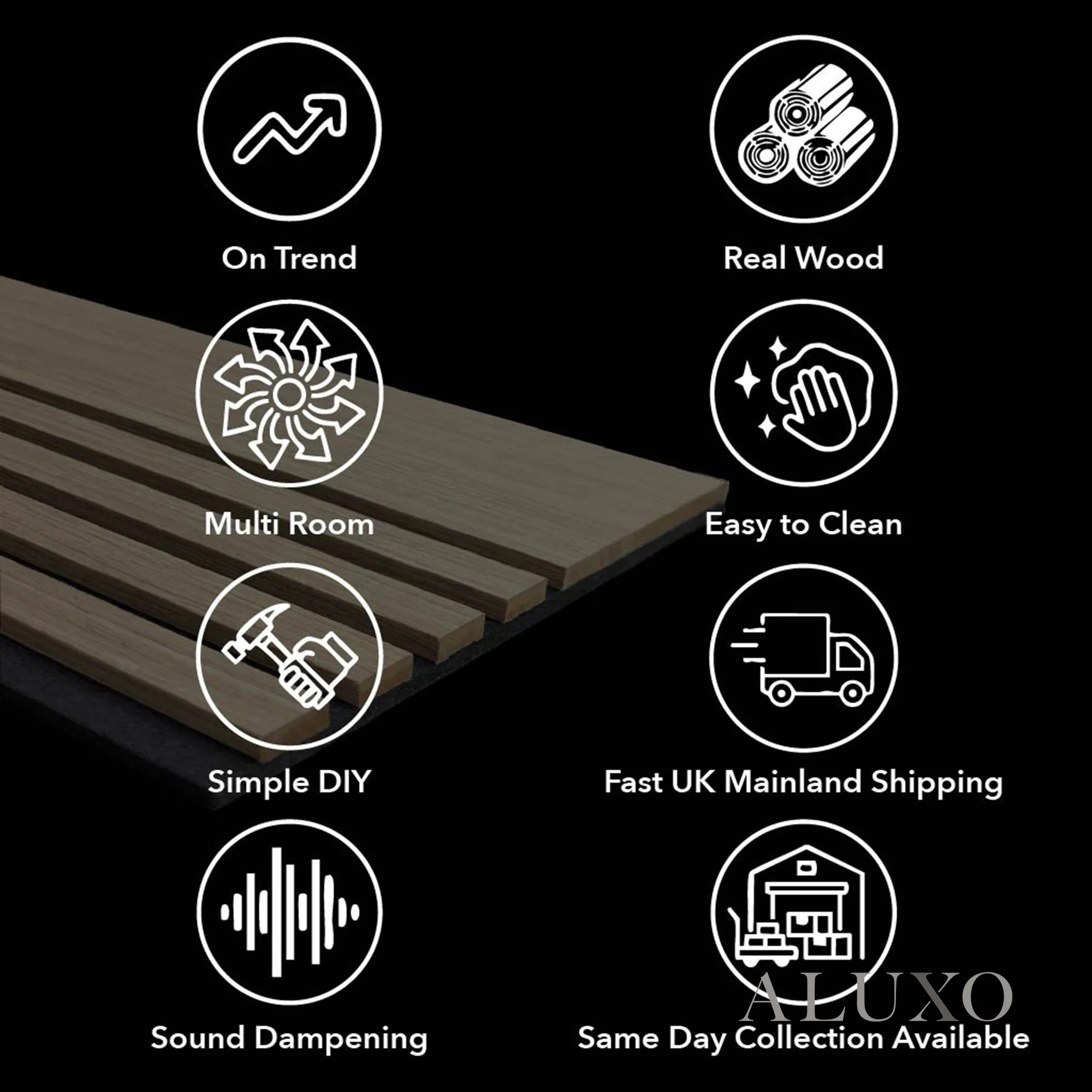 Panelux™ Pro Wide Random Rhythmic Slat Oak Wall Panels - 240cm x 30cm (Set Of 2)