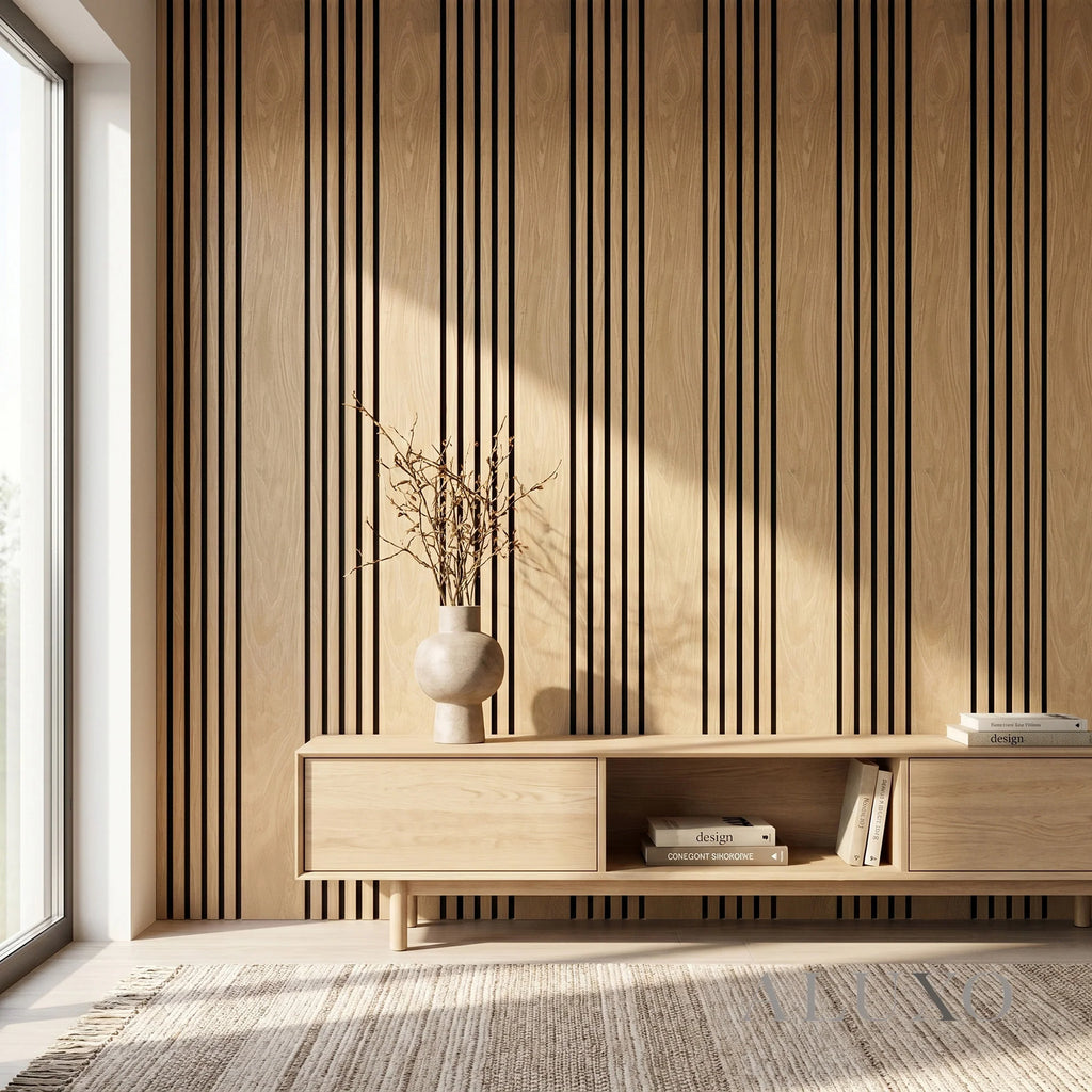 Panelux™ Pro Wide Random Rhythmic Slat Walnut Wall Panels - 240cm x 30cm (Set Of 2)