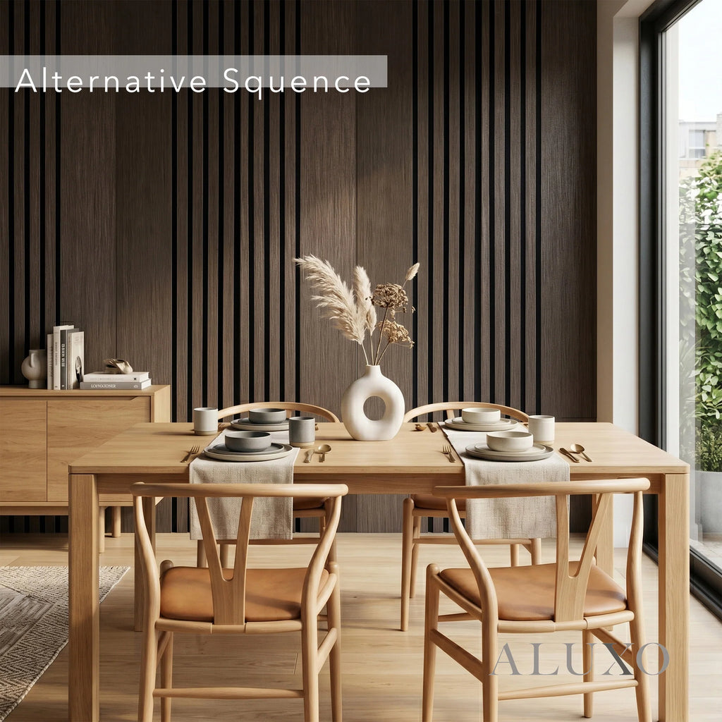Panelux™ Pro Wide Random Rhythmic Slat Smoked Oak Wall Panels - 240cm x 30cm (Set Of 2)