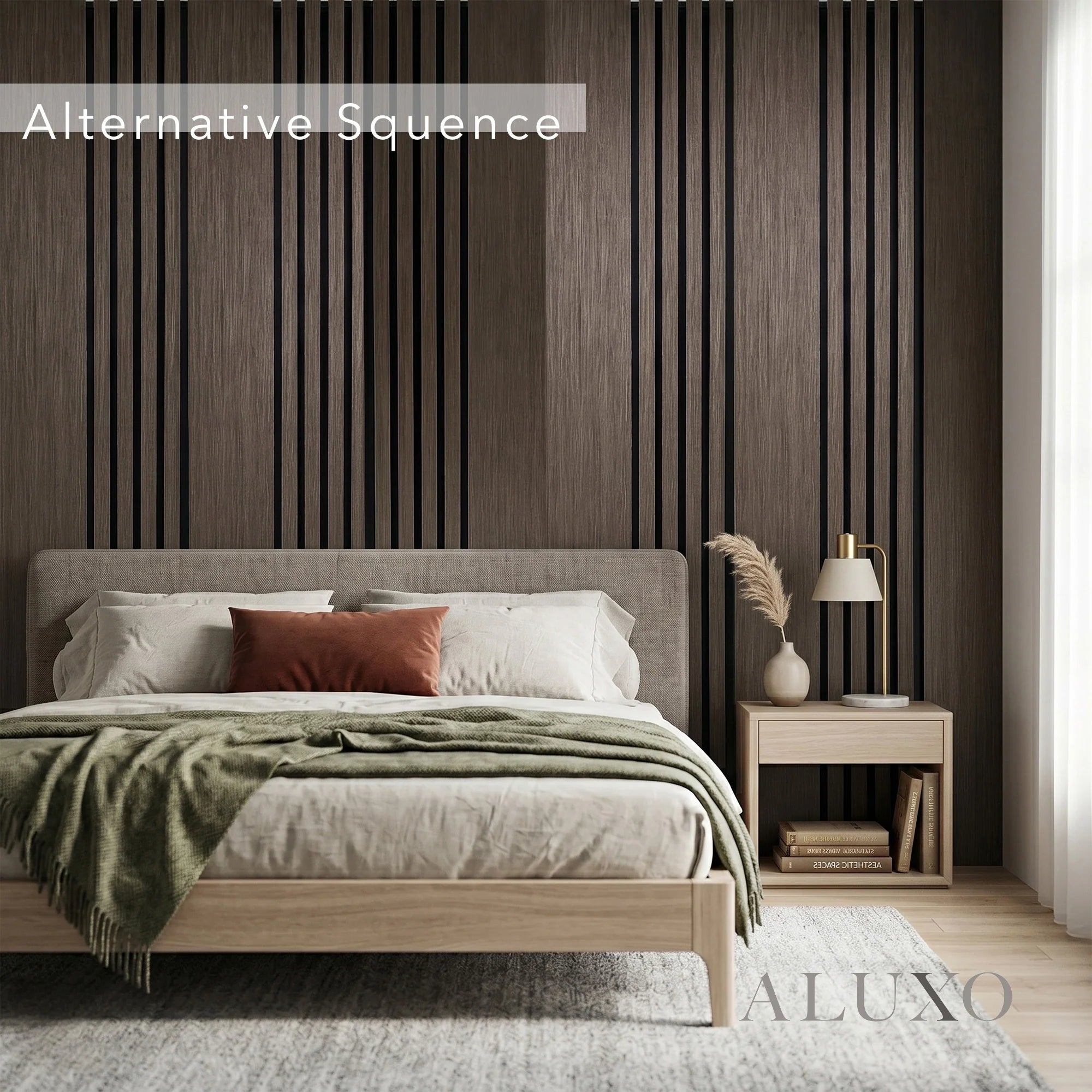 Panelux™ Pro Wide Random Rhythmic Slat Smoked Oak Wall Panels - 240cm x 30cm (Set Of 2)