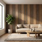 Panelux™ Pro Wide Random Rhythmic Slat Walnut Wall Panels - 240cm x 30cm (Set Of 2)