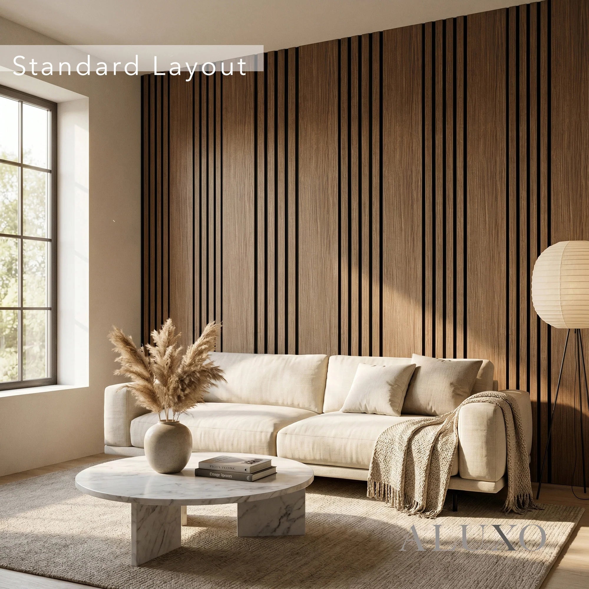 Panelux™ Pro Wide Random Rhythmic Slat Walnut Wall Panels - 240cm x 30cm (Set Of 2)