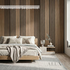 Panelux™ Pro Wide Random Rhythmic Slat Walnut Wall Panels - 240cm x 30cm (Set Of 2)