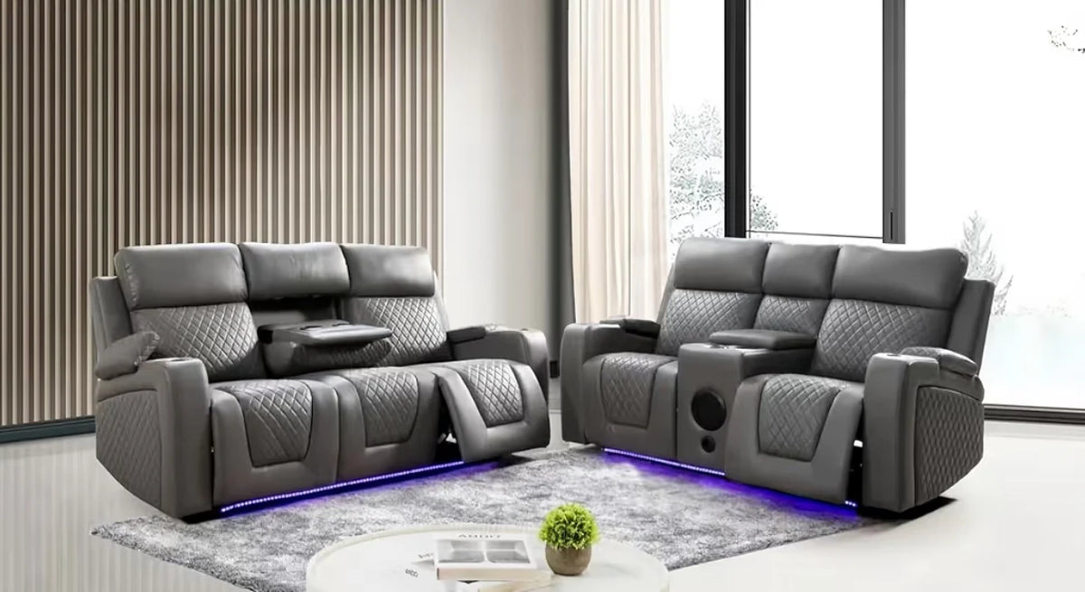 Rio 3 Seater Recliner Sofa - 2 Seater Recliner Sofa Electric Grey