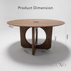 ALUXO® Remy 1.37m Round Walnut Dining Set – Ebony Sculptural Base Table with 4 Linus Oatmeal Bouclé Chairs