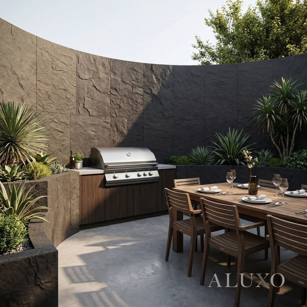 Outdoor Grey Riven MCM Flexible Stone 2.88m² | 120x60cm Weather-Proof Exterior Panel (Set of 4)