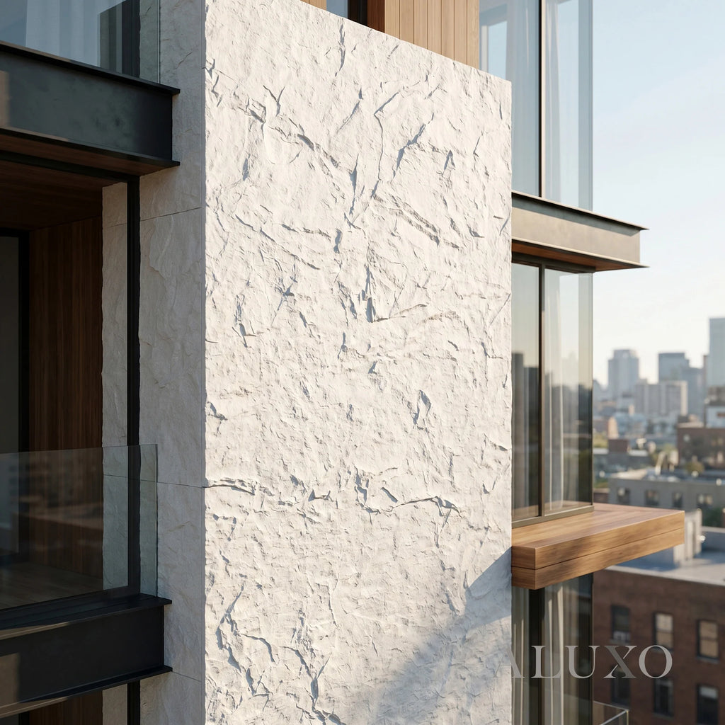 Outdoor Off White Riven MCM Flexible Stone 2.88m² | 120x60cm Weather-Proof Exterior Panel (Set of 4)