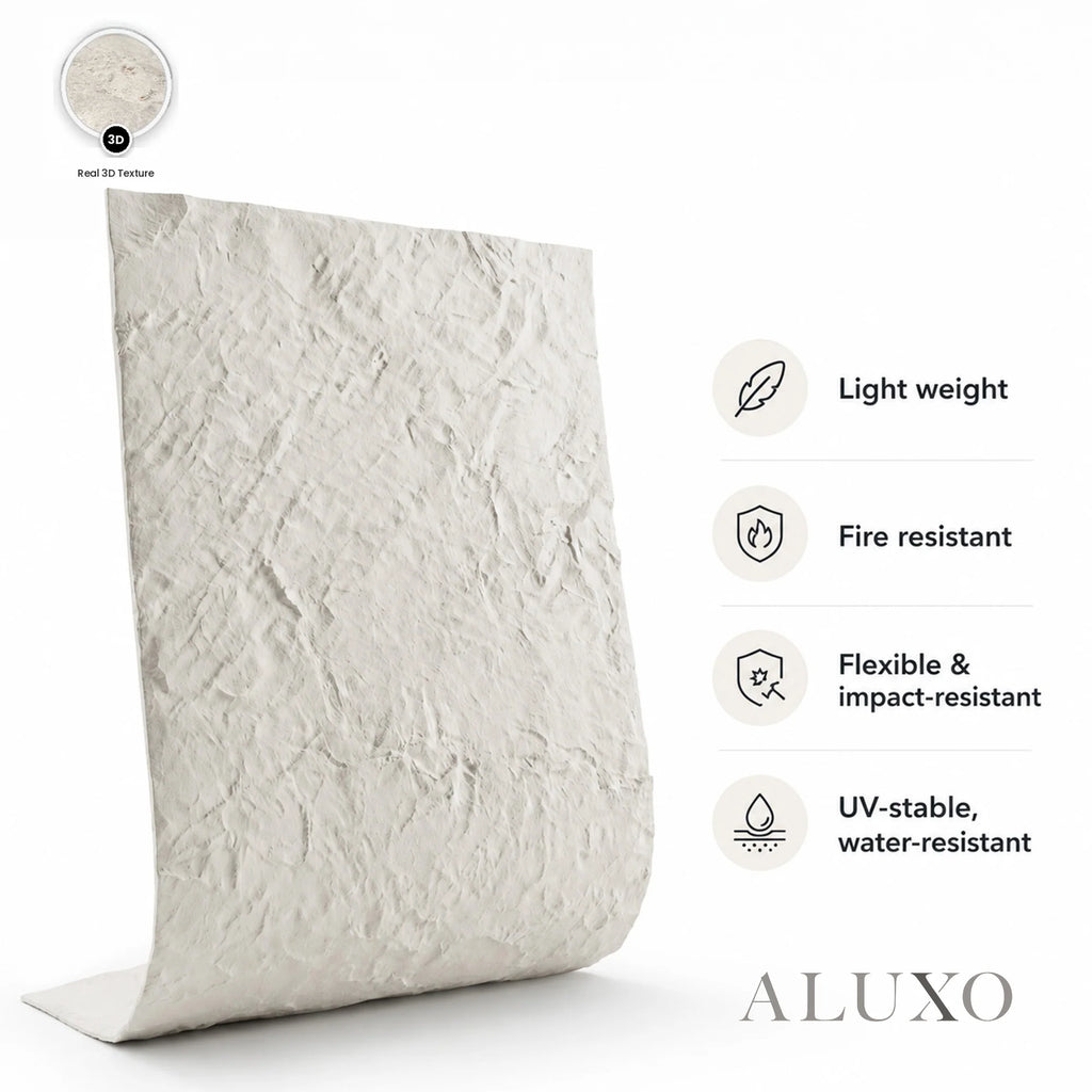 Outdoor Off White Riven MCM Flexible Stone 2.88m² | 120x60cm Weather-Proof Exterior Panel (Set of 4)