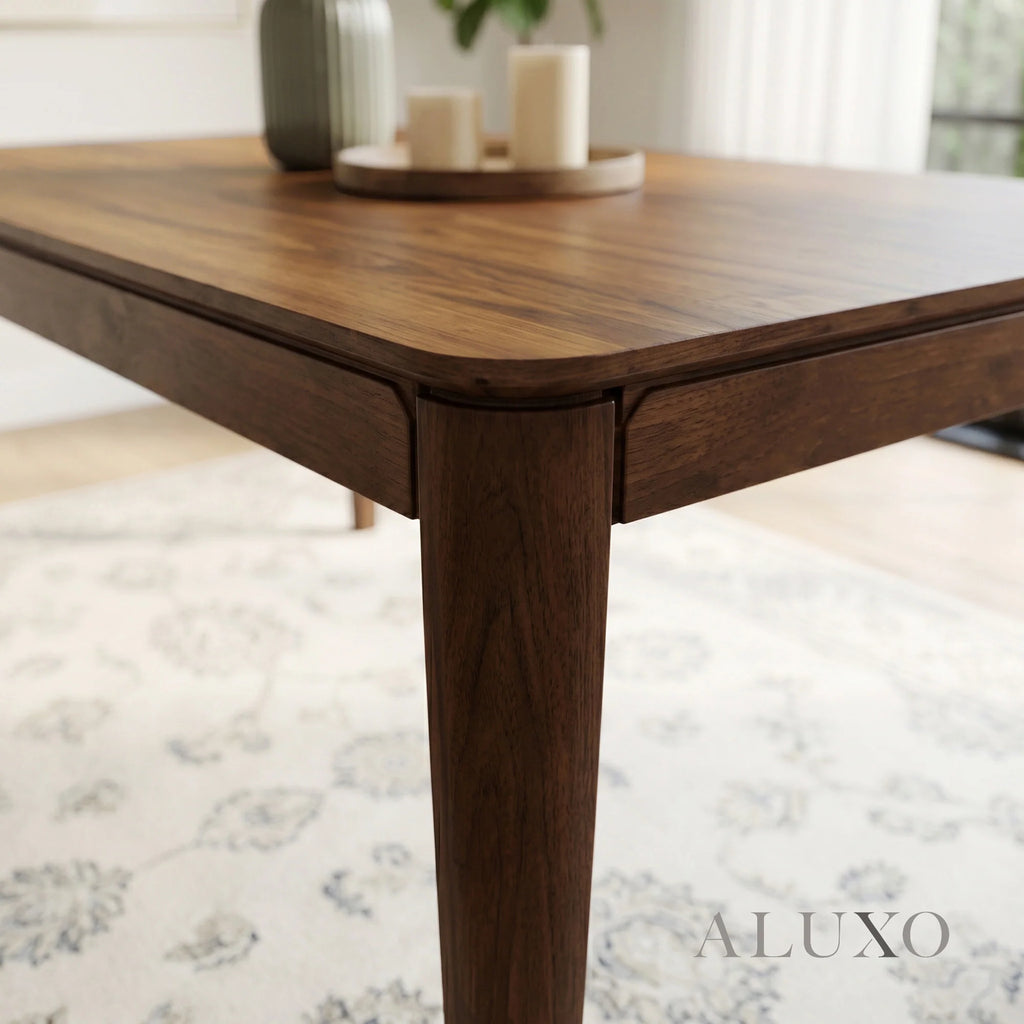 ALUXO® Sherwood 150cm Walnut Dining Table - Rectangular Tapered Base