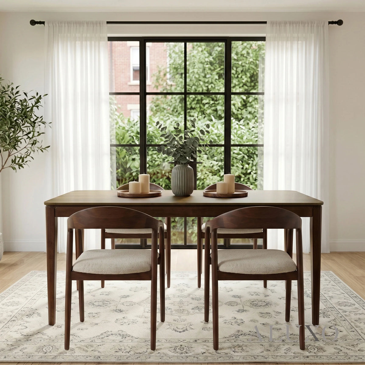 ALUXO® Sherwood 150cm Walnut Dining Table - Rectangular Tapered Base