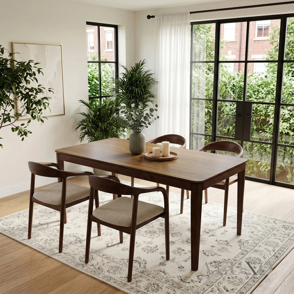 ALUXO® Sherwood 150cm Walnut Dining Table - Rectangular Tapered Base