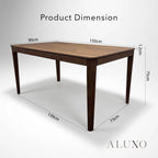 ALUXO® Sherwood 150cm Walnut Dining Table - Rectangular Tapered Base