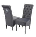 Pair of 2 Sofia Dark Grey Lion Knocker Luxury Dining Chair