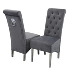 Pair of 2 Sofia Dark Grey Lion Knocker Luxury Dining Chair