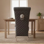 Pair of 2 Sofia Dark Grey Lion Knocker Luxury Dining Chair