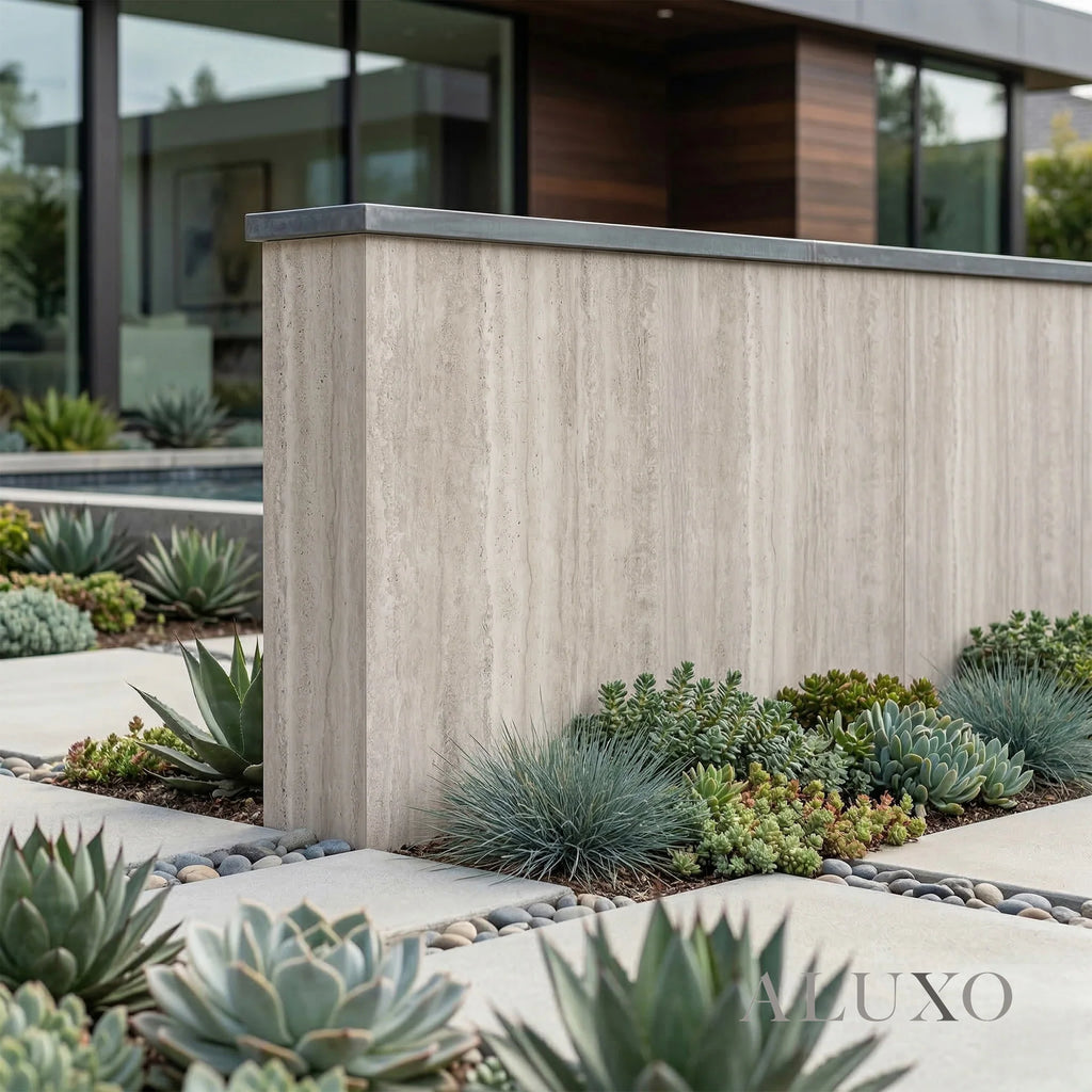 Outdoor Beige Travertine MCM Flexible Stone 2.88m² | 120x60cm Weather-Proof Exterior Panel (Set of 4)