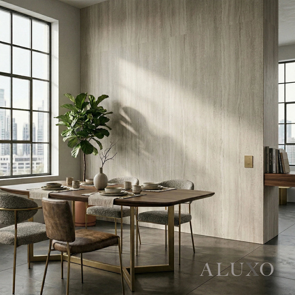 Beige Travertine MCM Flexible Stone | 120cm x 60cm Indoor Feature Wall Panel (Set of 4)