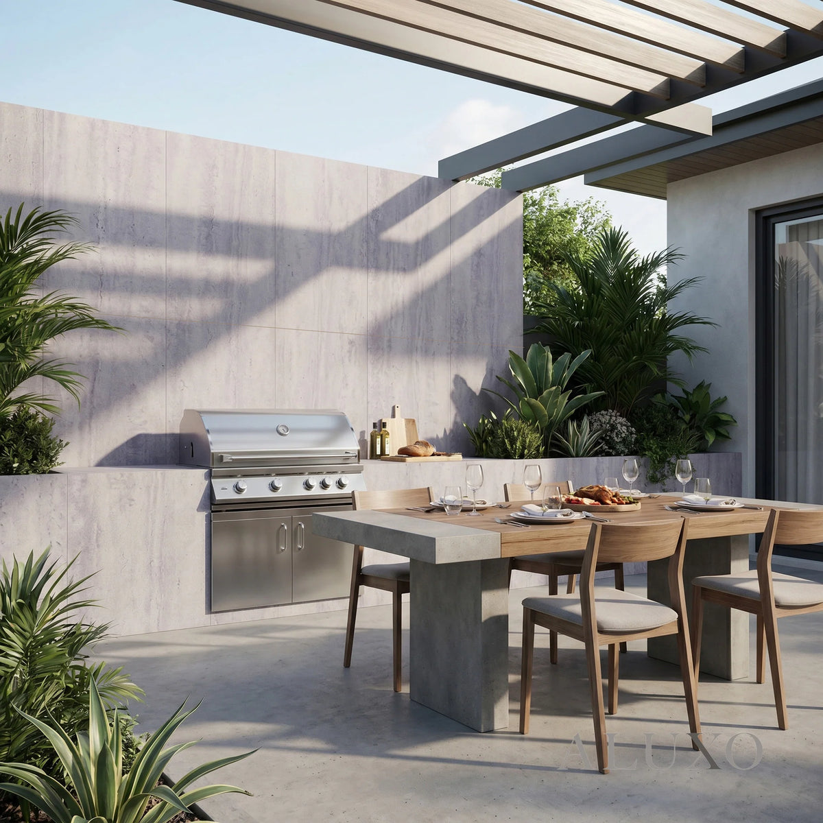 Outdoor Light Grey Travertine MCM Flexible Stone 2.88m² | 120x60cm Weather-Proof Exterior Panel (Set of 4)