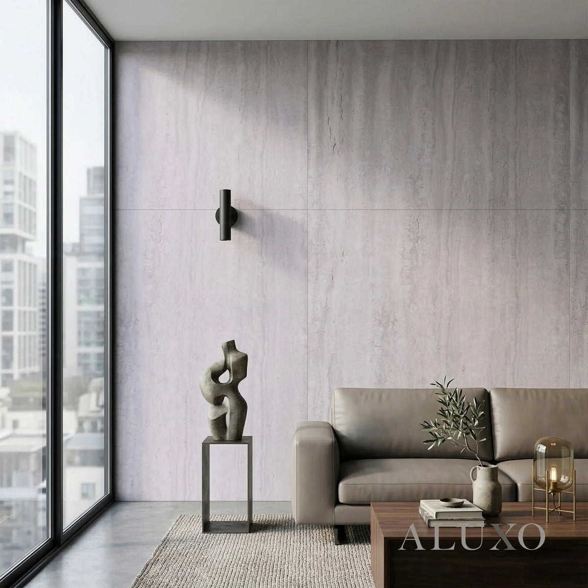 Outdoor Light Grey Travertine MCM Flexible Stone 2.88m² | 120x60cm Weather-Proof Exterior Panel (Set of 4)