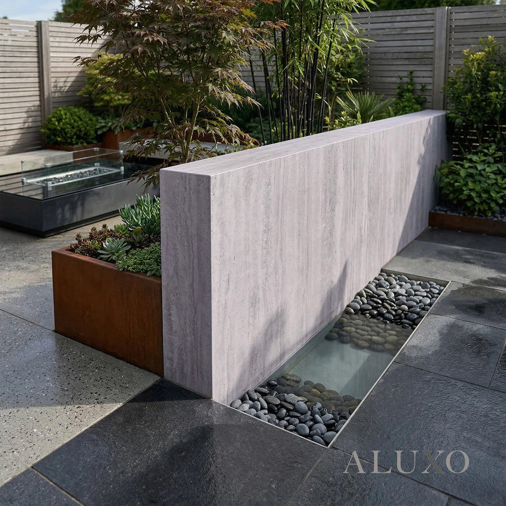 Outdoor Light Grey Travertine MCM Flexible Stone 2.88m² | 120x60cm Weather-Proof Exterior Panel (Set of 4)
